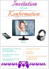 Invitation til konfirmation - Foldet A5 - Pige - design nr 3