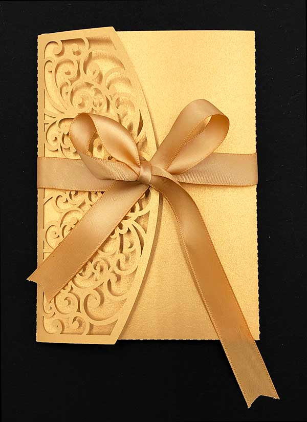 Elegant deluxe invitation guldbryllup nr 7 - uden print