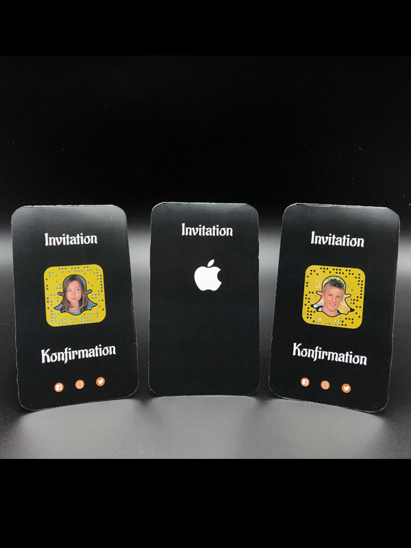 Elegant delux invitation konfirmation nr 14 - IphoneX/Snapchat - Stå selv