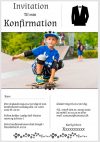 Invitation til konfirmation - Foldet A5 - Dreng - design nr 1