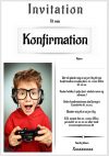 Invitation til konfirmation - Foldet A5 - Dreng - design nr 2