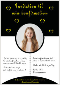 Invitation til konfirmation - Foldet A5 - Pige - design nr 13 - Gul