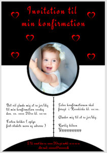 Invitation til konfirmation - Foldet A5 - Pige - design nr 16 - Rød