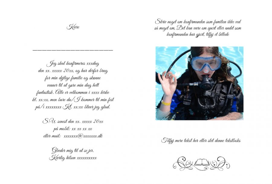 Invitation til konfirmation - A5 udgave nr 1 - Pige - Image 2