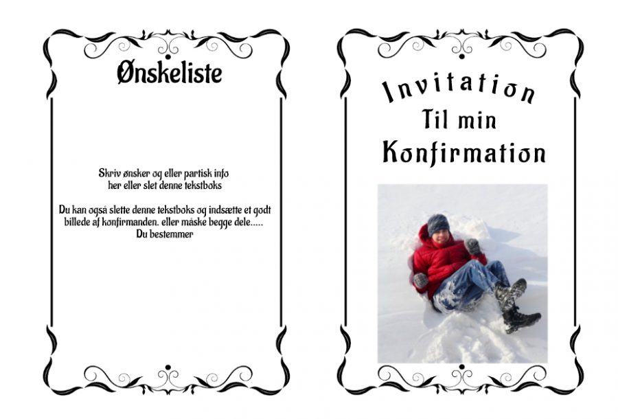 Invitation til konfirmation - A5 udgave nr 2 - Dreng