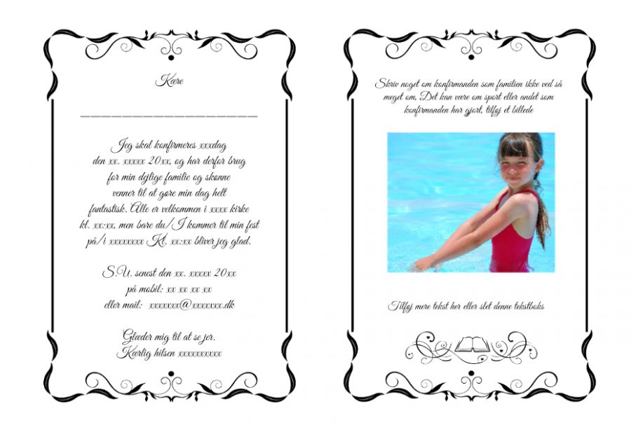 Invitation til konfirmation - A5 udgave nr 2 - Pige - Image 2