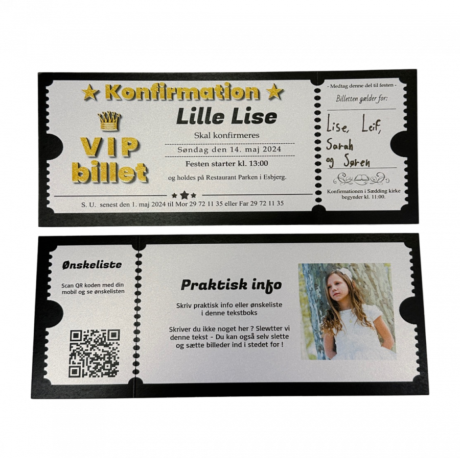 Invitation til konfirmation - Billet - V I P - Image 4