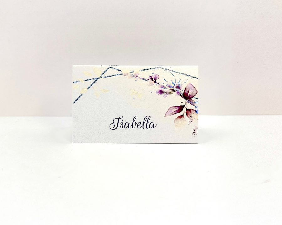 Bordkort lilla floral