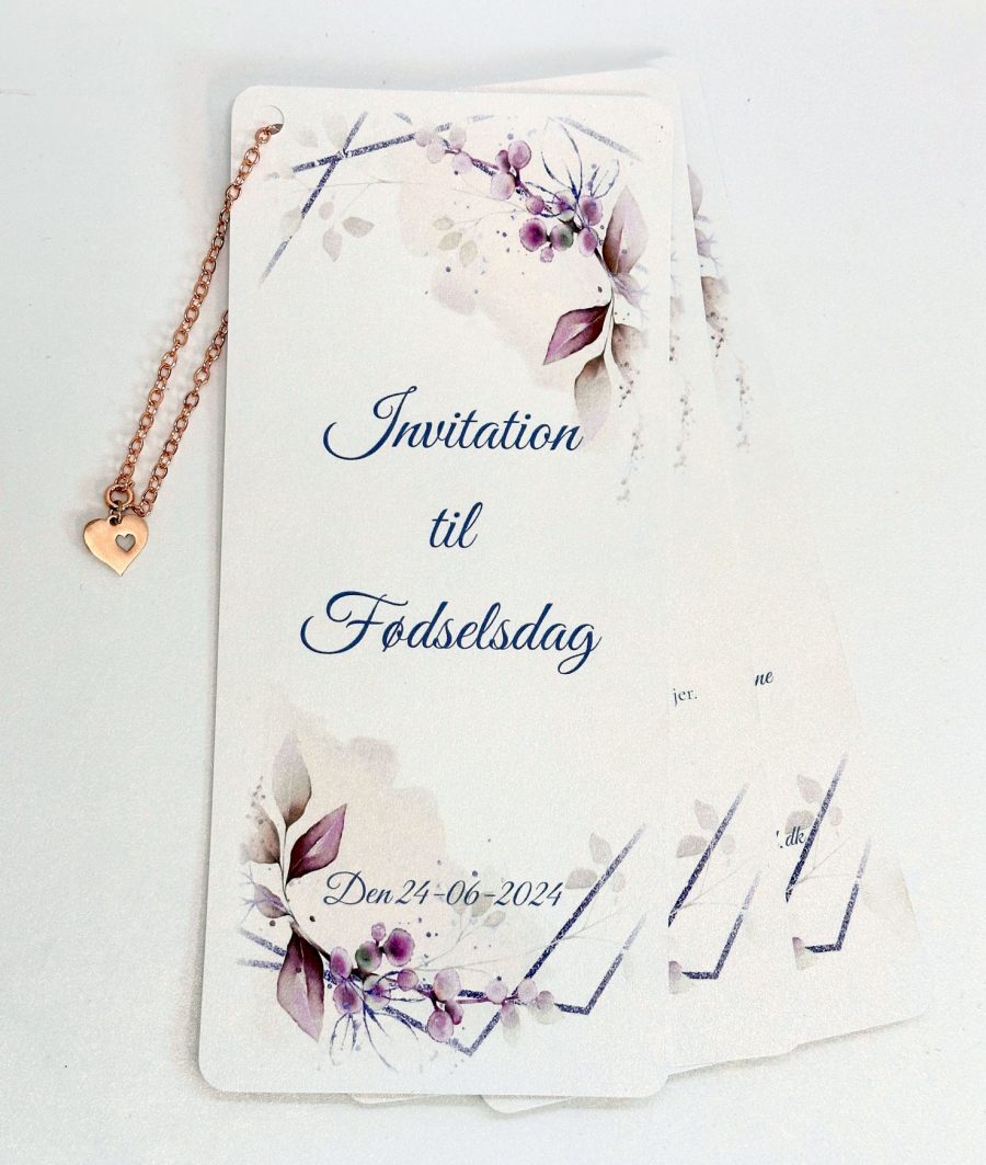 Invitation til fødselsdag - Slim size - Lilla udgave uden billeder - Image 4
