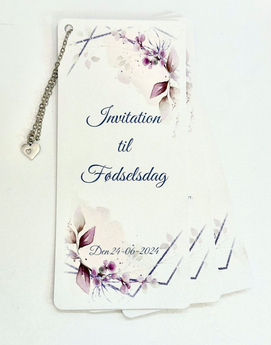 Invitation til fødselsdag - Slim size - Lilla udgave uden billeder - Image 5