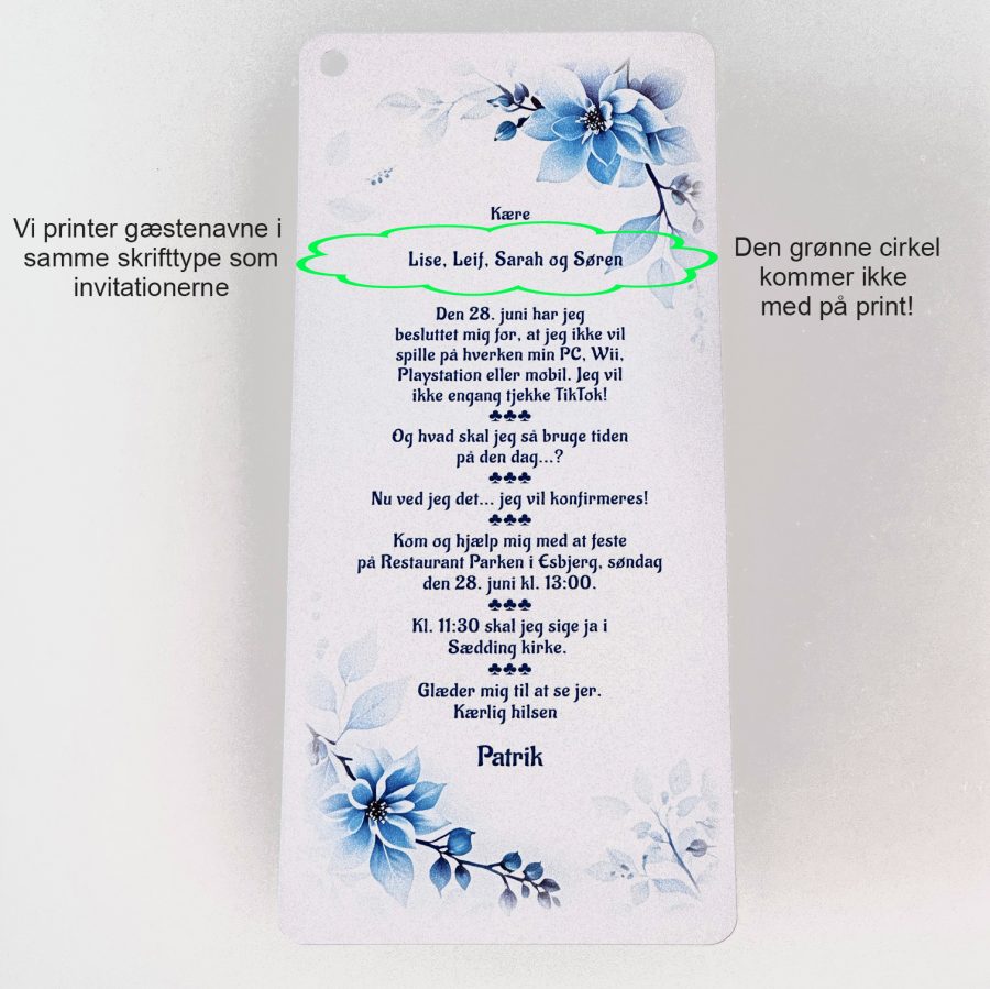 Invitation til konfirmation - Slim size - Lys blå udgave - Pige og Dreng - Image 3