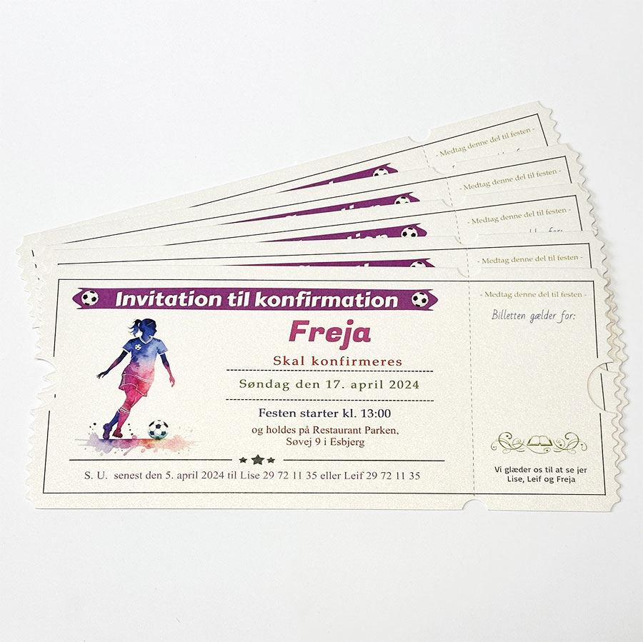 Invitation-til-konfirmation-billet-oversigt-pige-fodbold