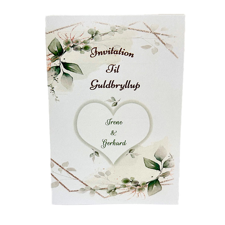 Guldbryllup Invitation Green Floral (1)