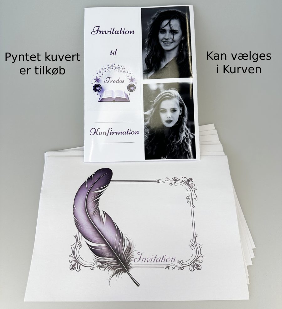 Invitation til konfirmation - foldet A4 - Portefals-Gatefold - Pige nr 1 - Image 4