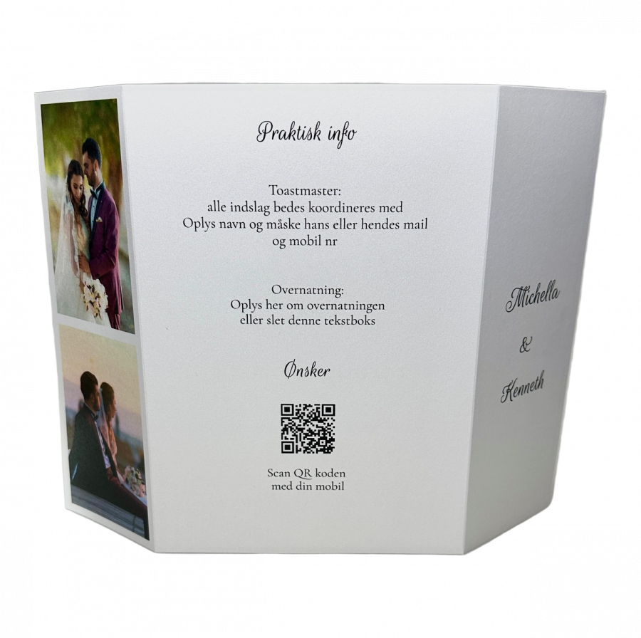 Invitation til bryllup - foldet A4 - Portfals-Gatefold - Enkelt - Image 3