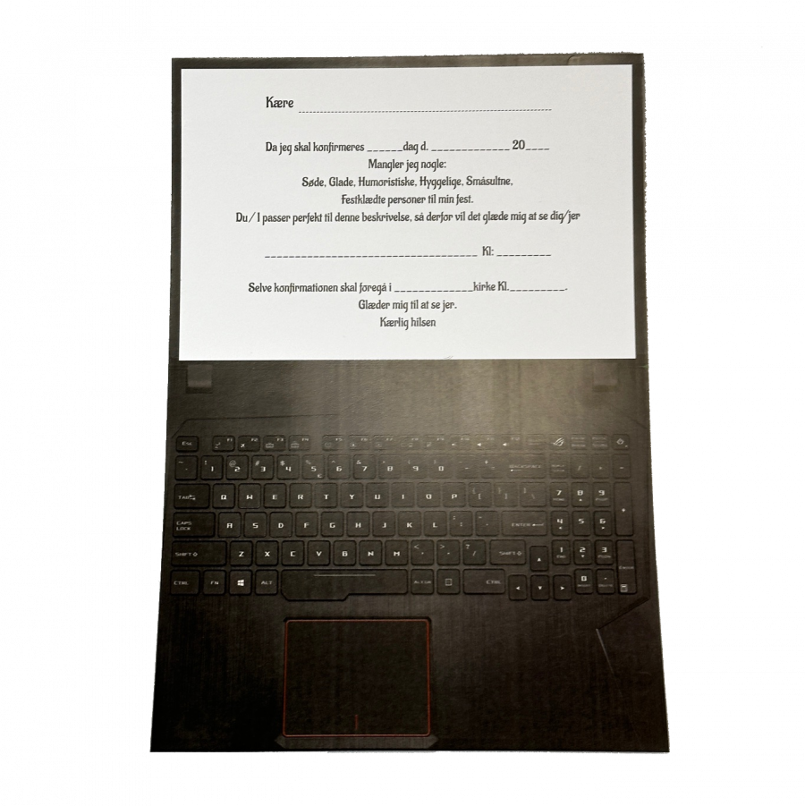 Invitation til konfirmation - Laptop design -  Fortrykt tekst - Image 2