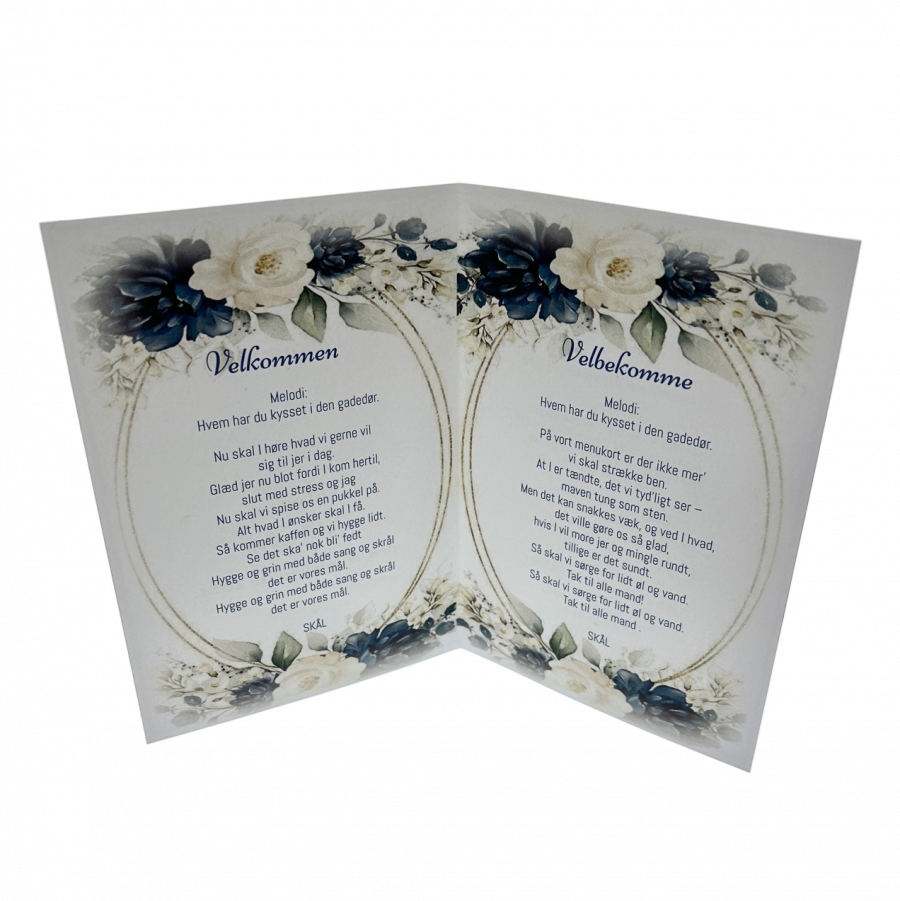 Alt i et velkommen kort blå floral 2 som foldet A5 - Bryllup - kobberbryllup - Sølvbryllup  - Guldbryllup - Diamantbryllup - Image 2