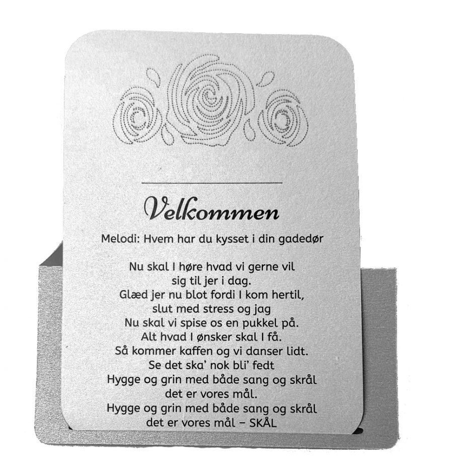 Bordkort - velkommensang - Roser - A5 foldet - Sølvbryllup - Image 3