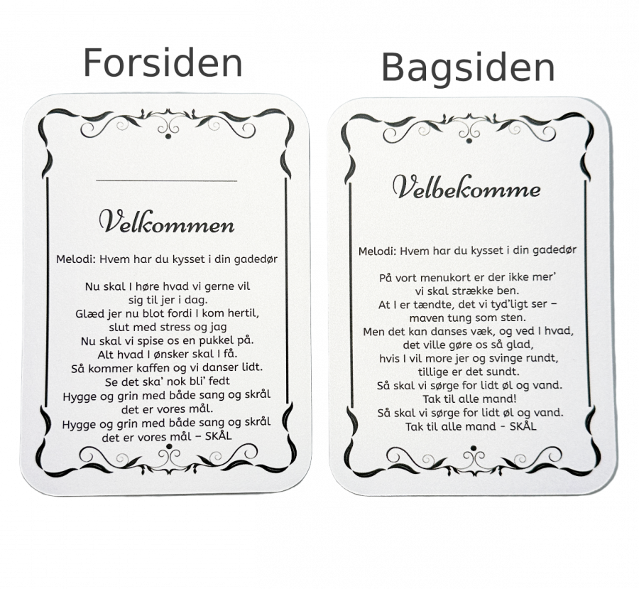 Bordkort - velkommensang - Perlemor pap - Snirklet - A5 foldet - Sølvbryllup - Image 2