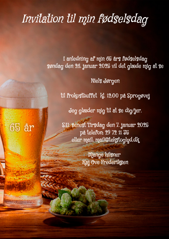 Email indbydelse - Øl glas