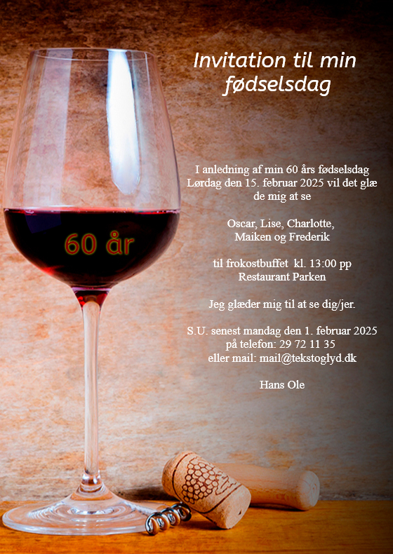 Email indbydelse - Vin glas