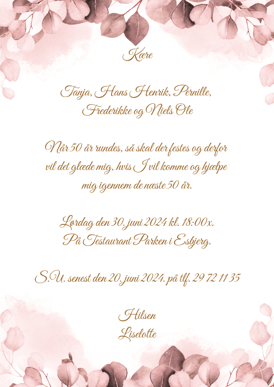 Email indbydelse - Rosa floral