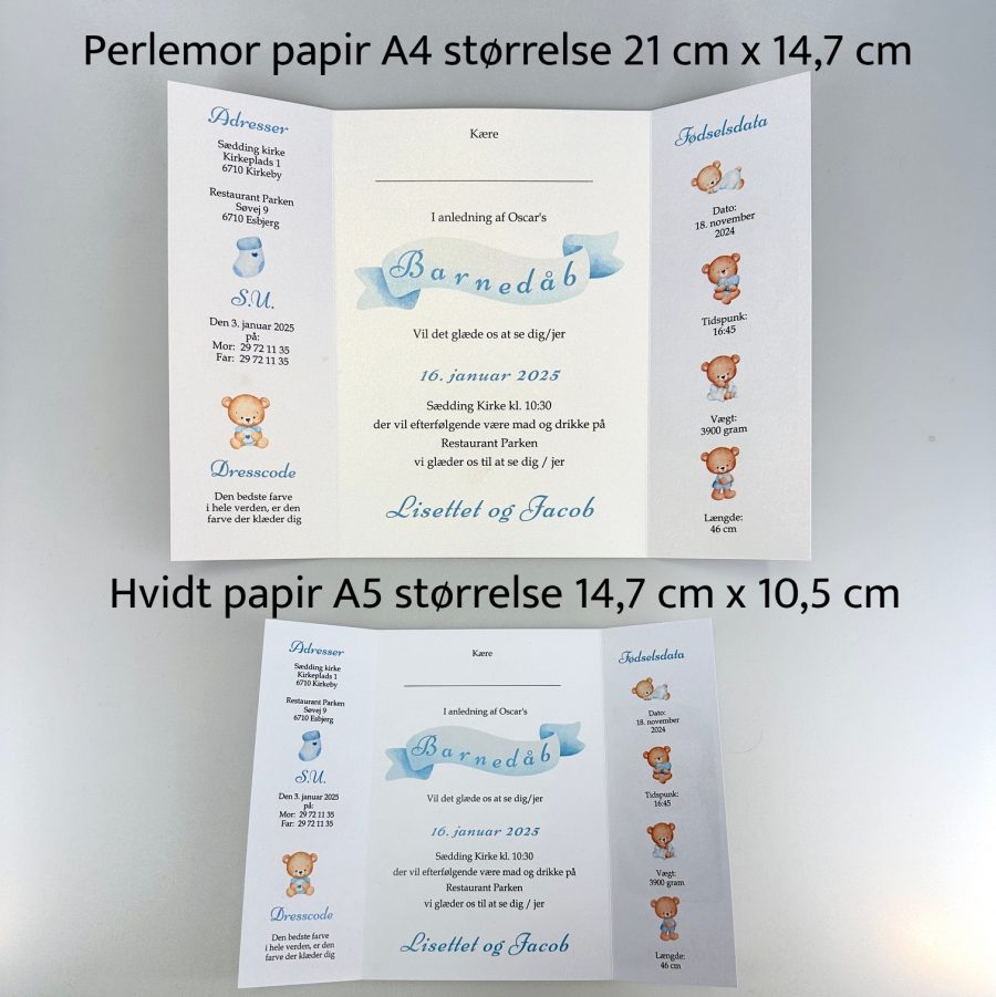 Invitation til barnedåb - portfals Gatefold - Dreng - Image 4
