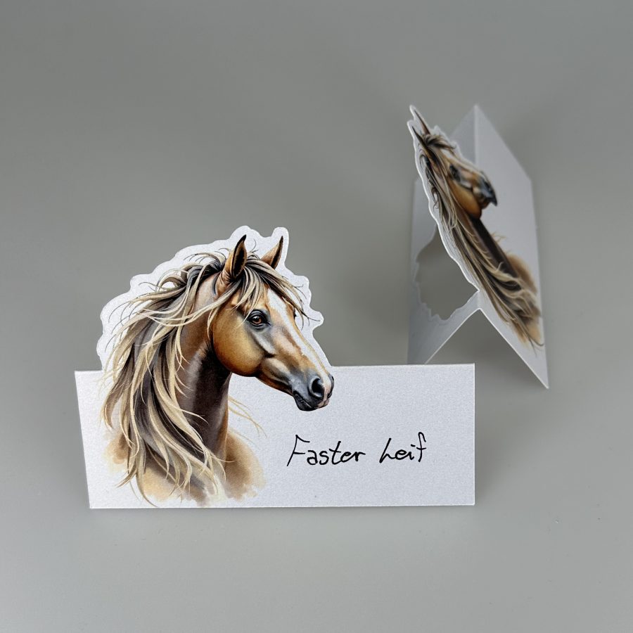 Bordkort brun hest - Foldet Stå selv - Image 2