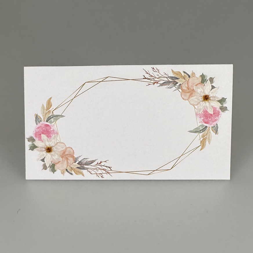 Bordkort pastel blomster - Foldet Stå selv