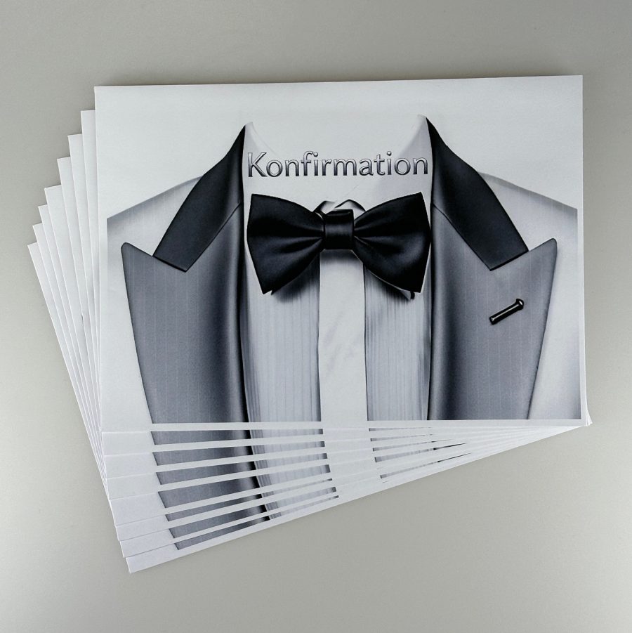 Kuvert til gatefold og Lamineret - Silver - tux - dreng