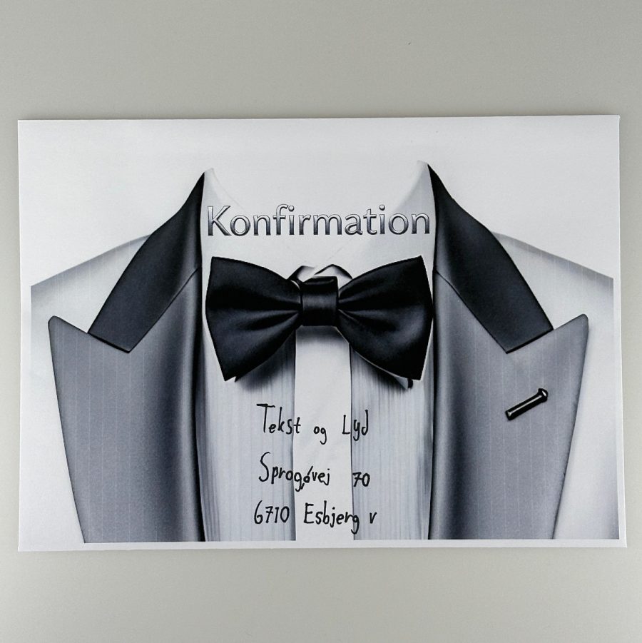 Kuvert til gatefold og Lamineret - Silver - tux - dreng - Image 2