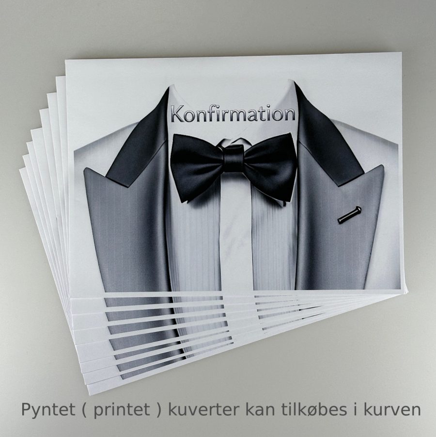Invitation til konfirmation - Lamineret  - Silver Tux - Mand - Image 5
