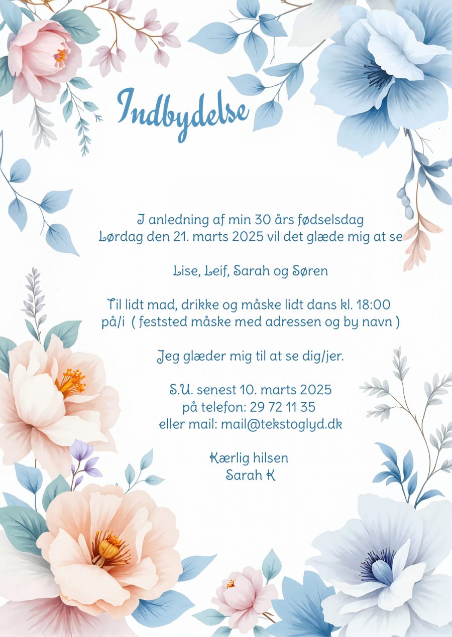 Email indbydelse - Rosa blomster ramme - Image 2