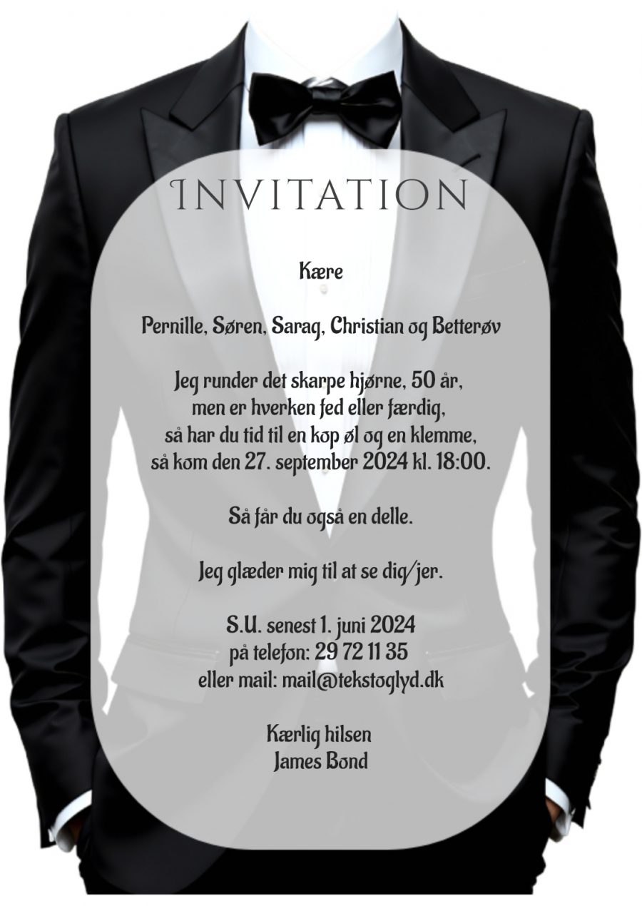 Email indbydelse - Sort Tux - Image 2