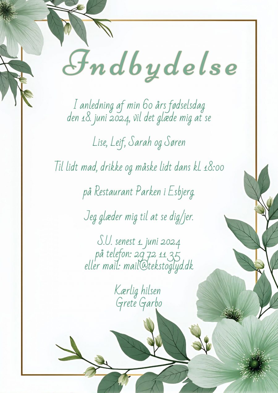 Email indbydelse - Grønne blade med stor firkant - Image 2