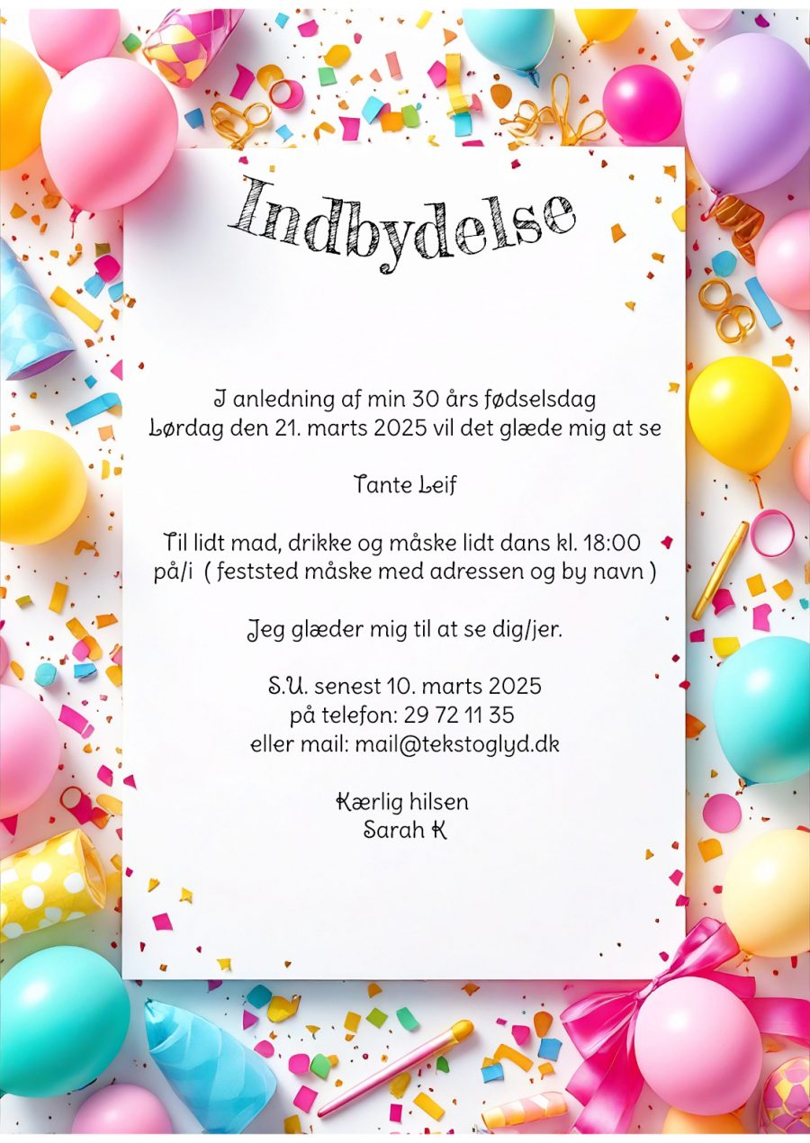 Email indbydelse - Ballon party ramme