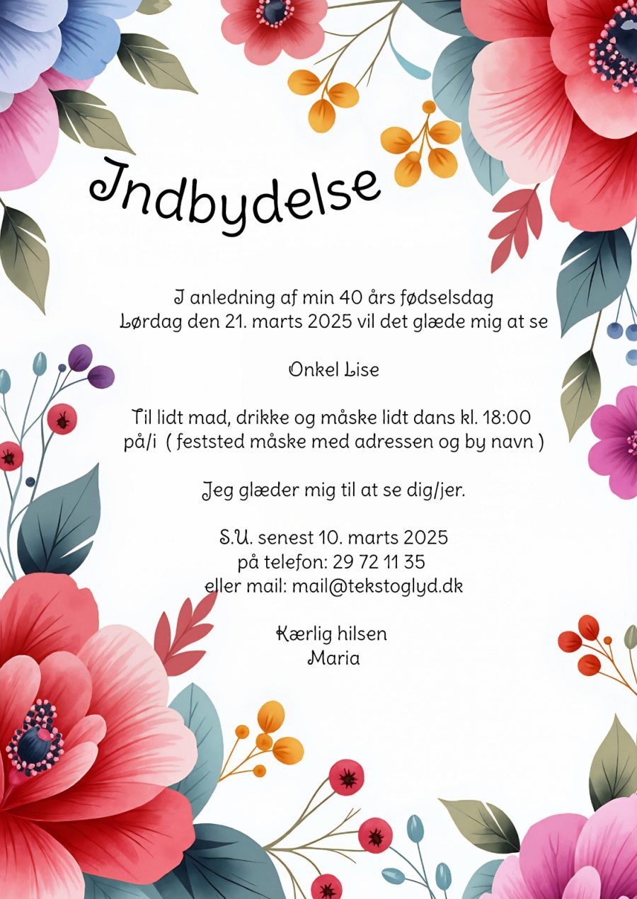 Email indbydelse - multifarvet blomster